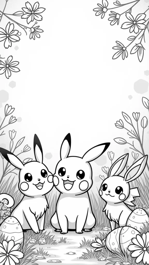 coloriages de Pâques pokemon